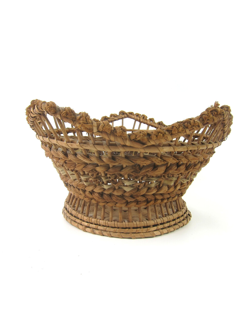 Vintage Wicker Basket Boho MCM Mid-Century Woven Willow Water Hyacinth 11 x 5.5"